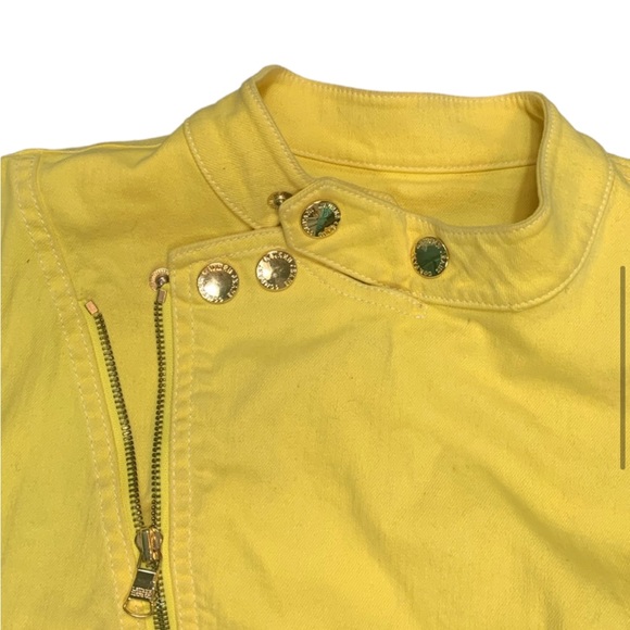 LAUREN RALPH LAUREN: Vintage Yellow Moto Jean Jacket - Size Large - Picture 6 of 12